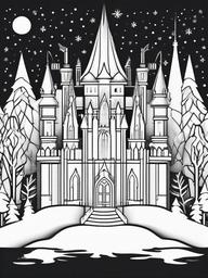 Ice Castle Coloring Pages - Magical Winter Castles Made of Ice  minimal black outline printable sheet, coloring page