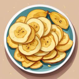 Banana Chips Clipart - Crispy banana chips on a plate.  color vector clipart, minimal style