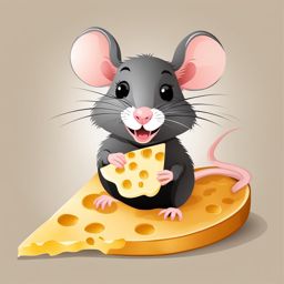 rat clipart - a cute rat nibbling on cheese, bringing a smile 