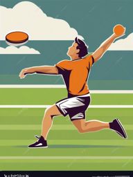 Ultimate Frisbee Layout Catch Clipart - An ultimate frisbee player making an impressive layout catch.  color vector clipart, minimal style