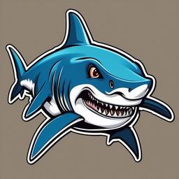 Shark cartoon - sharp-toothed ocean predator  cartoon sticker style