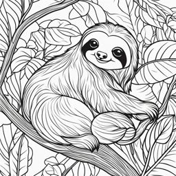 sloths cute animals coloring page 