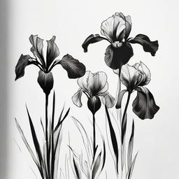 drawings of irises  minimal rough sketch scribbles,doodles,black and white