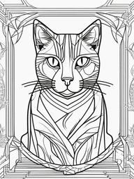 Cat Line Drawing Tattoo - Tattoo featuring a cat in a drawing style using lines.  minimal color tattoo, white background