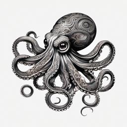 Octopus tattoo, Intricate octopus tattoo, representing intelligence and adaptability. , tattoo color art, clean white background
