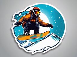 Snowboarding Jump Sticker - Freestyle snow adventure, ,vector color sticker art,minimal
