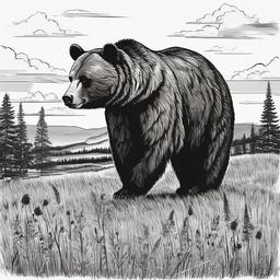 Bear clipart - bear standing tall in a field  