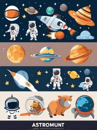 Astronaut clipart - astronaut and space animals  clipart