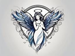 Small Angel with Wings Tattoo-Celebrating the delicate beauty of celestial beings with a small angel with wings tattoo, symbolizing grace, protection, and spirituality.  simple vector color tattoo