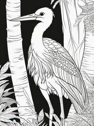 Stork Coloring Page - Long Legged Bird  black outline printable coloring page