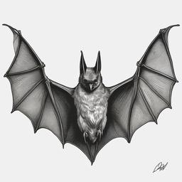 drawing of a red-winged bat  minimal rough sketch scribbles,doodles,black and white