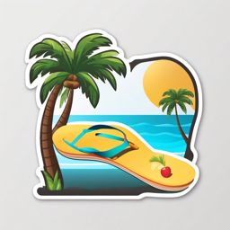 Palm Tree and Flip Flops Emoji Sticker - Beach vacation dreams, , sticker vector art, minimalist design