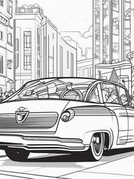 Car in a Parade Coloring Pages - Festive Car Celebrating with Others  minimal black outline printable sheet, coloring page