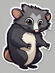 Opossum cartoon - night-wandering marsupial  cartoon sticker style