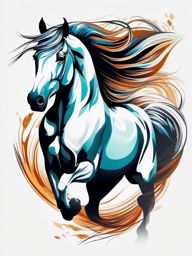 Horse tattoo, Elegance in motion, the horse tattoo symbolizes freedom and grace. , tattoo color art, clean white background