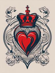 Couples Tattoos King and Queen of Hearts - Declare your love with a royal touch of hearts.  minimalist color tattoo, vector