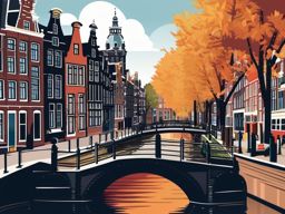 Amsterdam clipart - Rijksmuseum and Amsterdam canals, ,color clipart vector style