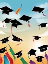 graduation clipart - mortarboards soaring like hot air balloons, symbolizing graduates' lofty aspirations 