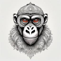 Three eye monkey  ,tattoo design, white background