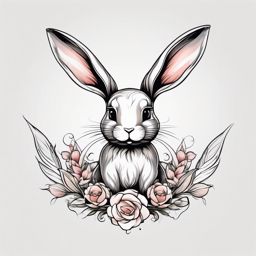 bunny fairy tattoo  simple color tattoo style,white background