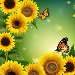 Sunflower Background Wallpaper - butterfly and sunflower background  