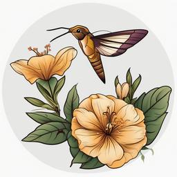 Hummingbird Moth Tattoo - Capture the whimsy and beauty of hummingbird moths in a tattoo design that celebrates nature's wonders.  simple vector color tattoo, minimal, white background