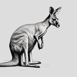 sketch of kangaroo  minimal rough sketch scribbles,doodles,black and white