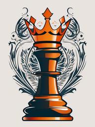 Queen Chess Piece Tattoo - Symbolize feminine strength and strategy.  minimalist color tattoo, vector