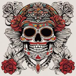 aztec day of the dead tattoos  simple vector color tattoo