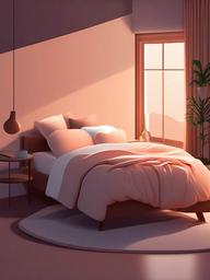 Sleep clipart - cozy bedroom with soft lighting  color,minimalist,vector clipart