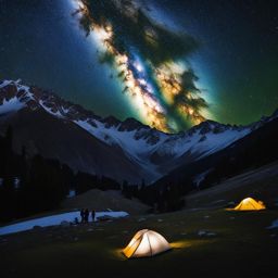 fairy meadows, pakistan - gazes at the milky way galaxy from a remote mountaintop campsite. 