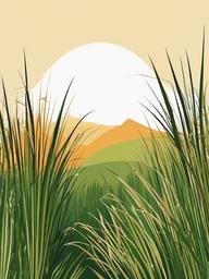 Grass clipart - dry grass in a summer landscape  color,minimalist,vector clipart