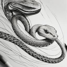 drawing of a snake and a lizard together  minimal rough sketch scribbles,doodles,black and white