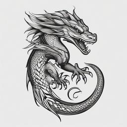 Basilisk Tattoo - Mythical creature symbolizing danger and strength  minimal tattoo design,white background