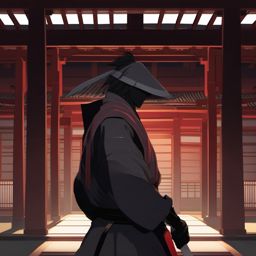 Determined ninja character in an ancient dojo. , aesthetic anime, portrait, centered, head and hair visible, pfp