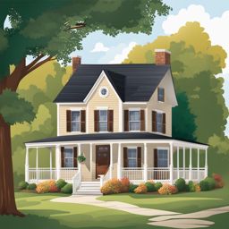 house clip art: cozy house with a welcoming front porch. 