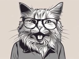 Amusing Kitty Drawing - Amusing drawing of a cat acting silly or engaging in funny activities. , t shirt vector art