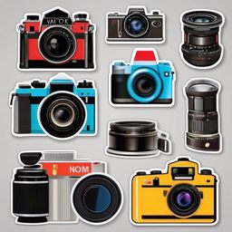 Camera Sticker - Photography fun, ,vector color sticker art,minimal