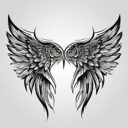 Wings Angel Tattoo-Embarking on a journey of spirituality and divine connection with wings angel tattoo, symbolizing protection, freedom, and grace.  simple vector color tattoo