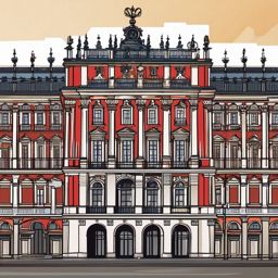 Madrid clipart - Royal Palace of Madrid and Plaza Mayor,  color clipart, vector art