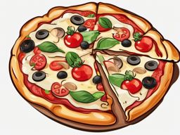 Pizza Clipart, Delicious slices of pizza with various toppings. 