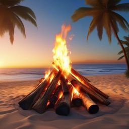 Beachside bonfire and storytelling close shot perspective view, photo realistic background, hyper detail, high resolution