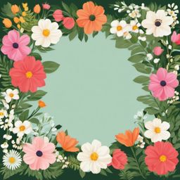 Flower Border Clipart,Decorating a garden party invitation with flower border clipart  simple, 2d flat