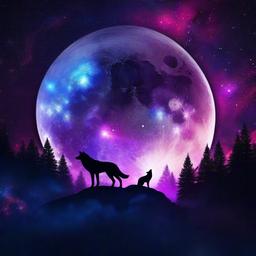 Galaxy Background Wallpaper - moon galaxy wolf wallpaper  