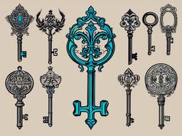 skeleton key tattoo  simple vector color tattoo