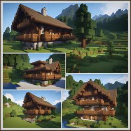 swiss chalet in a picturesque alpine valley - minecraft house ideas minecraft block style