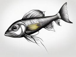 Banana Fish Tattoo,a whimsical tattoo featuring a banana fish, a unique and imaginative creation. , tattoo design, white clean background