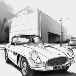 simple sketch of car  minimal rough sketch scribbles,doodles,black and white