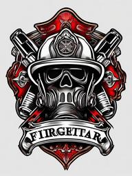 firefighter tattoo design  simple color tattoo,white background