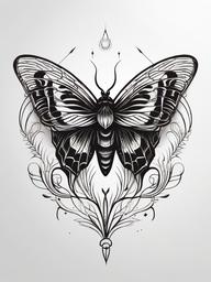 Dark Moth Tattoo - Symbolize mystery and nocturnal beauty with a tattoo featuring a dark and enigmatic moth design.  simple vector color tattoo, minimal, white background